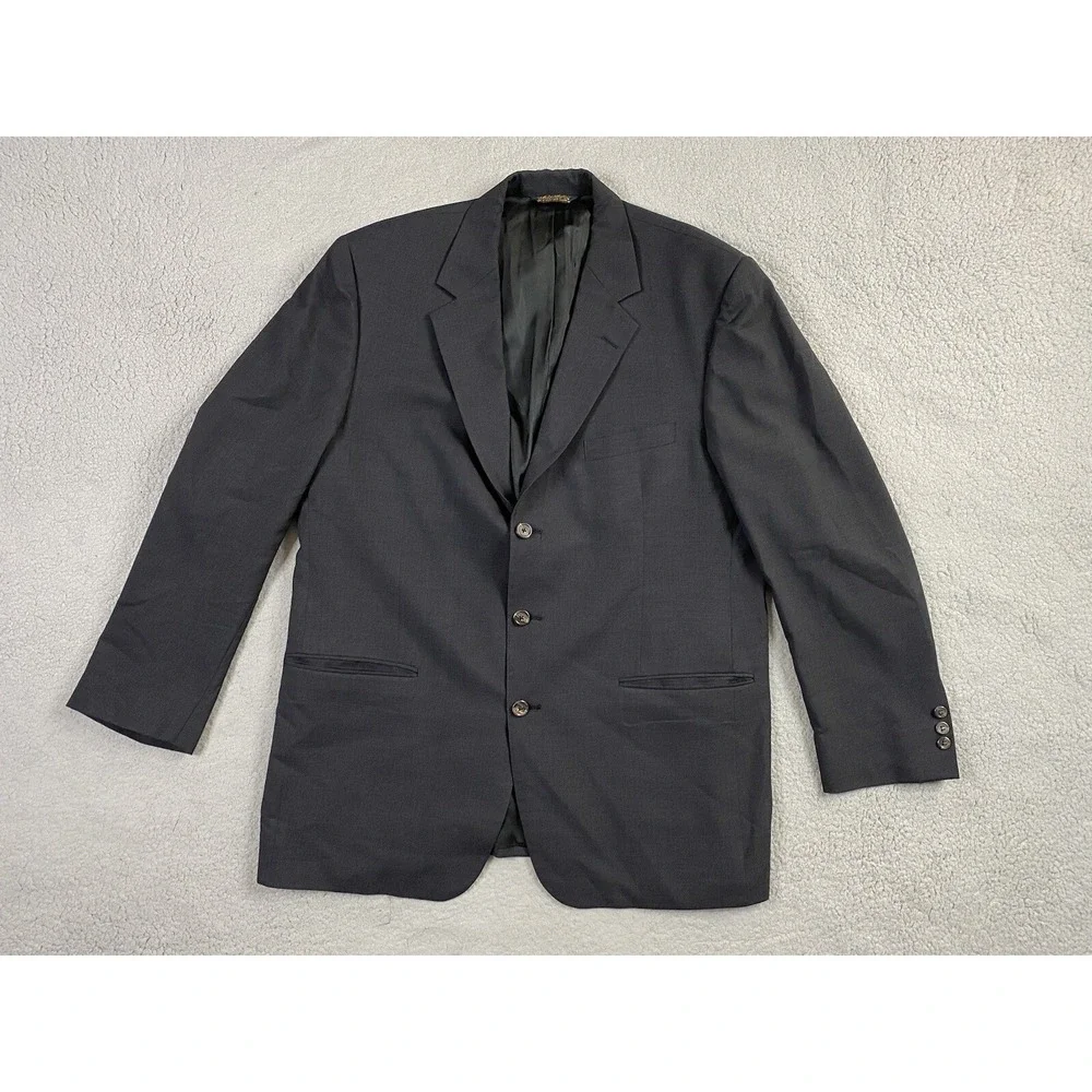 Vintage Brooks Brothers Suit Jacket 46 L Gray Wool Designer Premium USA